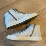 P448  Star White Zebra Embossed High Top Leather Sneaker Size 37/7 US Photo 2