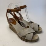 Coach Henley Beige Brown Ankle Strap Wedge Espadrille Sandals Womans 7 B Preppy Photo 1