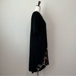 ASOS Black Embroidered Short Sleeves High-Low Hem T-Shirt Dress Photo 5