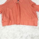 Eloquii Coral Orange Zip Front Cropped Bomber Jacket Linen Blend Plus Size 16 Photo 7