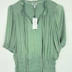 Current Air NWT  Gaia Smocked Mini Dress Elbow Sleeve Green Size Medium M NEW Photo 2