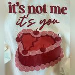 Humorous sarcastic Valentine’s Day crewneck sweatshirt red heart break up NWT SM White Photo 1