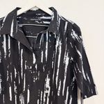 Snapdragon & Twig Cotton Popover Shirt Dress Black White Preppy Lagenlook Small Photo 1