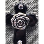 None Silver Tone Collar Necklace &2 Black Pendants Oval & Cross Whimsigoth Witchy 18" Photo 9