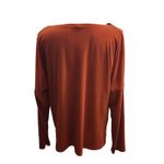 Womens Long Sleeve Cowl Neck Top Burnt Orange Solid Relaxed Fit Size L Brown Size L Photo 1