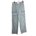 frame denim Frame‎ Relaxed Straight Cargo Jeans Size 26 Rhythm Light Wash Wide Leg Photo 6
