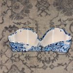 H&M  Bikini Top 32B Blue Floral Paisley Bandeau Strapless Push Up Photo 1