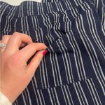 Sonoma  Navy Blue and White Striped Linen-Blend Wide Leg Pants (Large) Photo 6