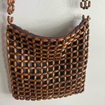 Vintage Wooden Bead Crossbody Bag Boho Brown Woven Shoulder Purse Handmade Photo 9