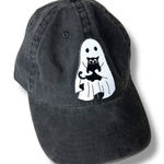 Hats Amore LLC Dark Gray Ghost Holding Black Kitty Patch Adjustable Baseball Hat Photo 0
