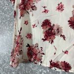 Lush Clothing Lush White & Dark Pink Floral Choker Neck Short Sleeve Top - Size Small - Cutout Photo 2