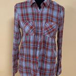 BCBGeneration 🛍️  Grey Red Plaid Woven Long Sleeve Button Down Shirt Top Size S Photo 3