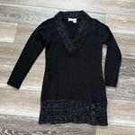 Allison Brittney Sz L Vintage Black Sweater Dress W Metallic Silver Details Photo 0