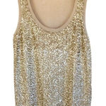 Calvin Klein Gold Sequin Tank Top Sleeveless Blouse Silk Blend Metallic Small Photo 0