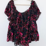 Torrid Womens Burnout Velvet Top Size 3X Black Floral Sheer Whimsigoth Romantic Photo 0
