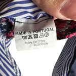 Vilagallo Women's Boho Chic Embroidered Tunic Top Navy‎ Pink Stripe Cotton 46 Size XL Photo 7