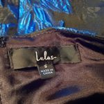 Lulus Womens Dress Size Small Black Blue Floral Jacquard Long Sleeve Mini Party Photo 5