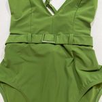 Skinny Dippers Belted One Piece Swimsuit Small – Olive Green Ruffle Strap Cinche Photo 5