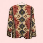 Vintage 80’s boho western luxury canvas lined aztec print blazer silver buttons Pink Size M Photo 2