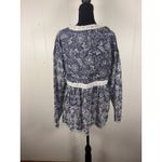 Free People anissa bed jacket medium blue eyelet boho Blouse Lace Tie Photo 2