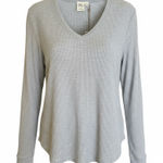 White Crow  Rib Hacci Long Sleeve V-Neck Top M Heather Grey Soft Knit NWT Photo 0