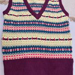 Urban Outfitters Women's Fair Isle Sweater Vest Multicolor Size S Gold accents Photo 3