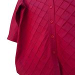 Coldwater Creek  100% Silk Red Diamond Pintuck Button Front Blouse Women’s L GUC Photo 10