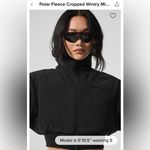 Alo Yoga NWT Polar Fleece Cropped Wintry Mix Full Zip Jacket Black Size S Photo 3