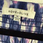 Rose + Olive Rose + Olivia Women Y Neck Top 1X Purple Abstract Watercolor Button Front Flowy Photo 1