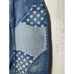 Vintage Jean Skirt 9 10 Patchwork Hearts Pencil Knee Length Distressed Juke Box Blue Photo 5