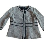 Lafayette 148 New York Black White Tweed Blazer Jacket Snap Closure Size 6 Women Photo 0