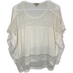 Lucky Brand Ivory Top Lace Embroidery Linen Blend Size Medium Photo 0