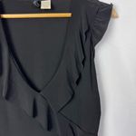 Star City Vintage  Black Ruffle Front V-Neck Tank Top M Photo 2