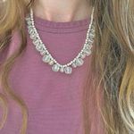 Pearl & Crystal Drop Necklace Vintage “Hedy” Simple Classic Elegant Feminine White Photo 2