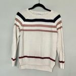 Olive & Oak  White Blush Navy Blue Striped Knit Pullover Sweater Size S Photo 0