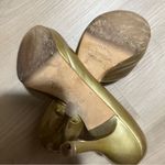 Via Spiga Platinum Gold Peep Toe‎ Platform Heel Size 7M Patent Leather Photo 2