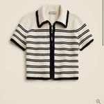 J.Crew  Womens Crochet short-sleeve cardigan in stripe Antique Black Photo 1