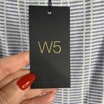 W5  Size 3X Blouse Top Blue White Short Cap Sleeve Scoop Neck Front Tie Women’s Photo 4