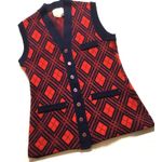 Vintage Tarri Argyle Red/Navy Blue Button Photo 8