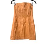 ZARA  Faux Leather Corset Style‎ Strapless Dress Camel Medium Photo 1