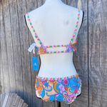 Cupshe  Woman’s Reversible Two Piece Bikini 70s Vibe Paisley Floral & Waves Sz L Photo 3