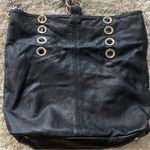 Chouette Reversible Convertible Black Leather Brocade Boho Hobo Tote Purse Bag Photo 12