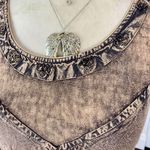 Early 2000's Tan Brown Embroidered Whimsygoth Boho Cami Tank Top S Photo 2