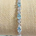 Sterling Silver Blue & White Topaz Tennis Bracelet Photo 2