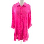Lilly Pulitzer  Linley Coverup Plumeria Hot Pink Poly Crepe Swirl Clip Dress Photo 2