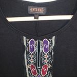 Shyanne  Beautifully Embroidered Black 100% Cotton Raw Hem Thermal Shirt Photo 1