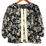 R & M Richards VTG 14 Plus Floral Sheer 3/4 Sleeve Top Open Embroidered Grandma Photo 0