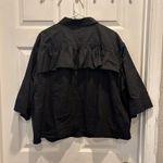 GOLD HAWK Ruffle Back‎ Button Down Shirt Jacket Black Cotton Poplin Size Large Photo 5