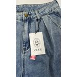 Cider Women's High Rise Pleated Wide Leg Jeans Size Small 26X28 Light wash 90s Photo 2