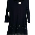 LOGO By Lori Goldstein Logo Lori Goldstein 3/4 Sleeve Black Babydoll Embelished Whimsigoth Tunic Top XS Photo 0